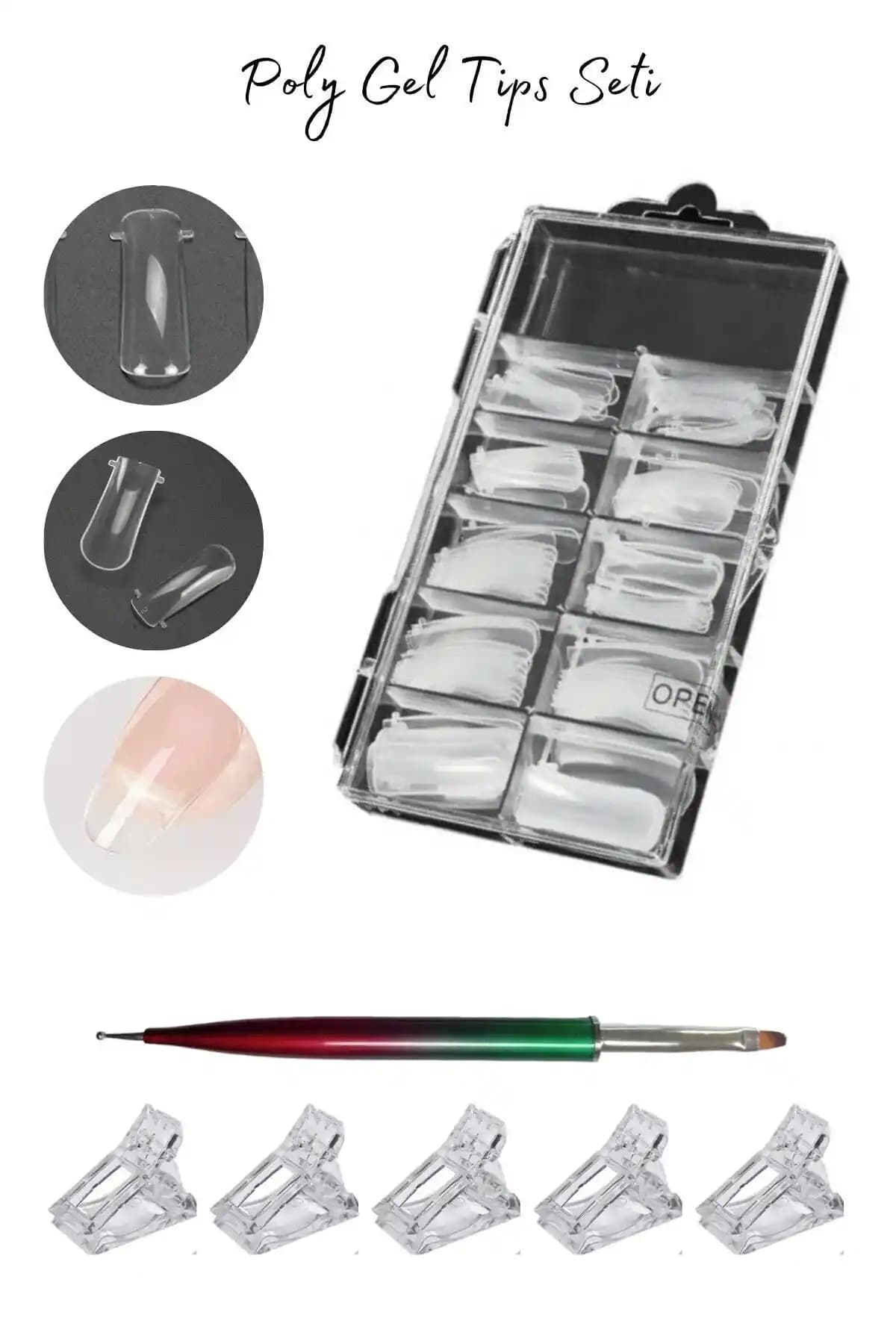 FREELADY Protez Tırnak Poly Form Tips Seti ile Evde Profesyonel Tırnak Uygulaması