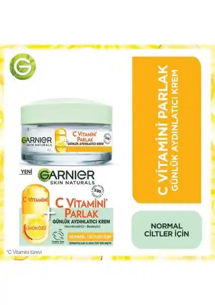 Garnier C Vitamini Parlak Günlük Aydınlatıcı Nemlendirici Krem 50ML Özellikleri
