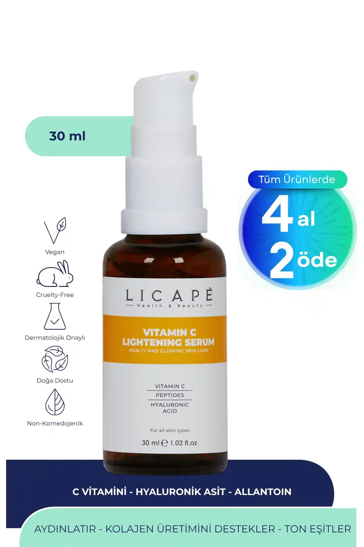 Licape C Vitaminli Aydınlatıcı Serum 30 ml ile Cilt Tonu Eşitleme ve Nemlendirme