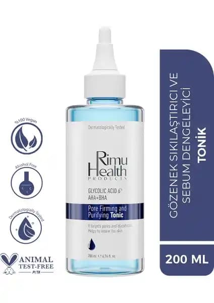 Rimu Health Products Tonik: %6 Glikolik Asit İçerikli Cilt Yenileyici ve Gözenek Sıkılaştırıcı Tonik