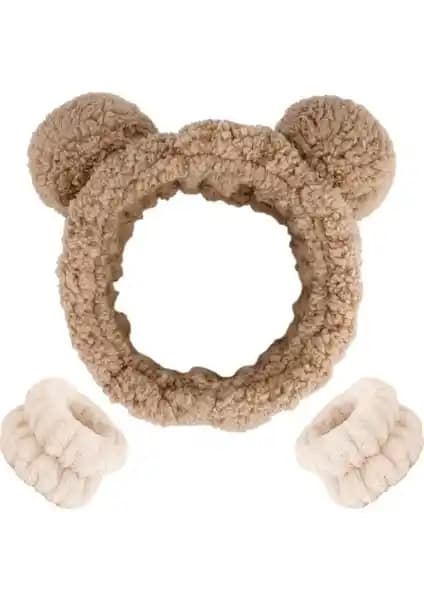 SB SizinBazar Ayıcık Takımı: Yumuşak Saç Bandı ve Nem Emici Bileklik Seti