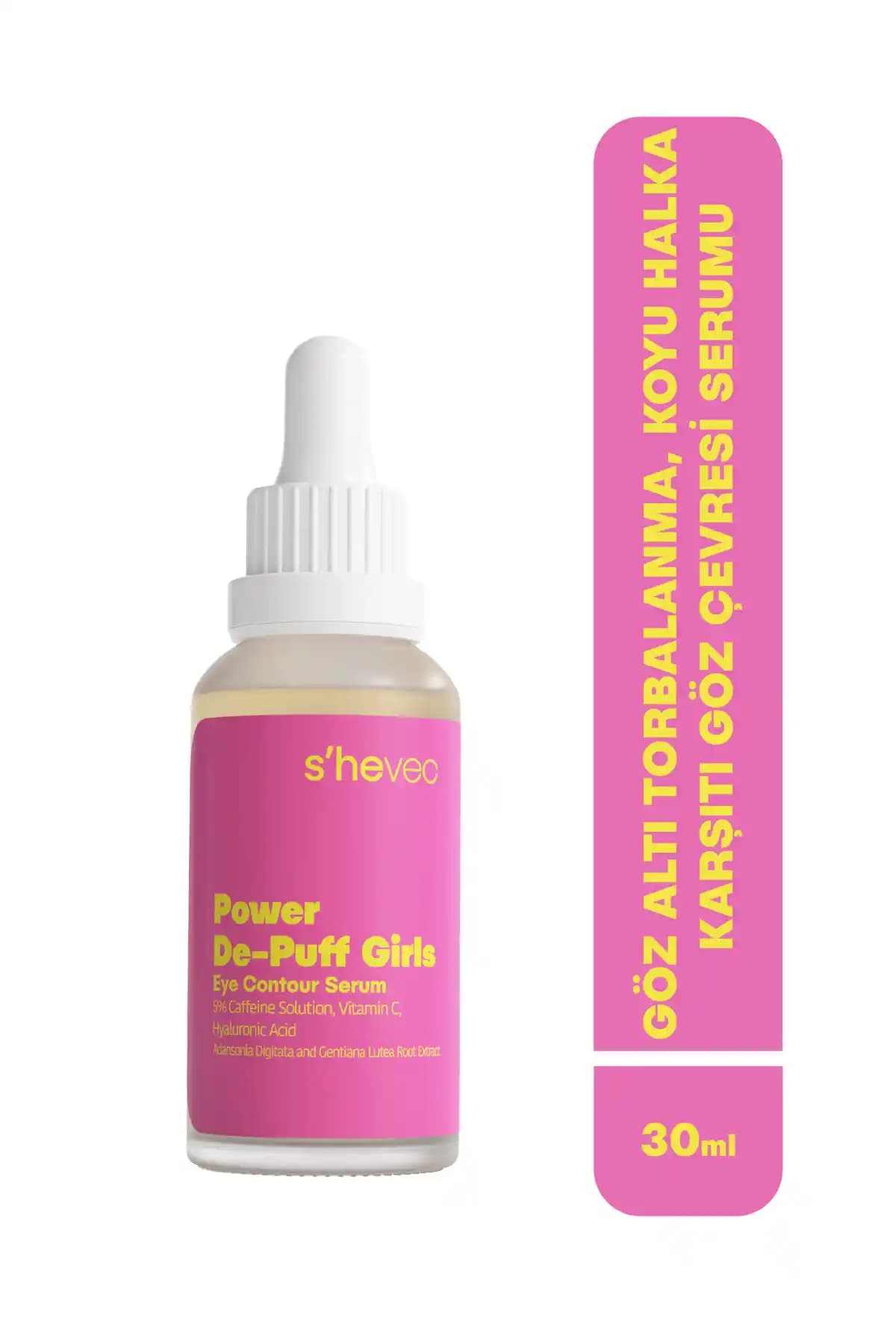 SHE VEC Power De-Puff Girls %5 Kafein Vegan Göz Çevresi Serumu 30 ml