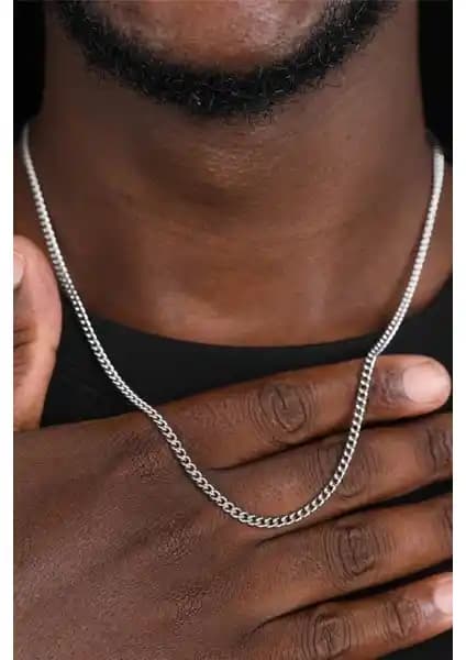 Trend Collection 2 mm Gurmet Erkek Kolye 316L Paslanmaz Çelik 60 cm Zincir