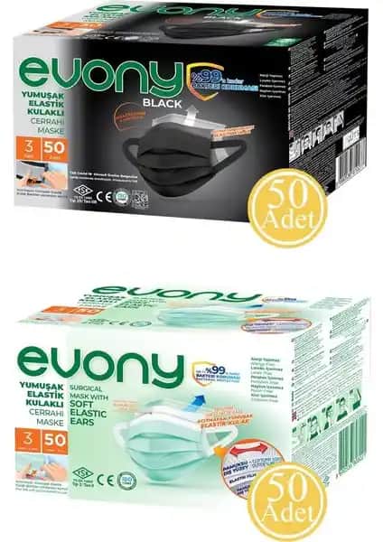 Evony Siyah Elastik Kulaklı ve Melantis Medikal Telli Beyaz Maske Karşılaştırması