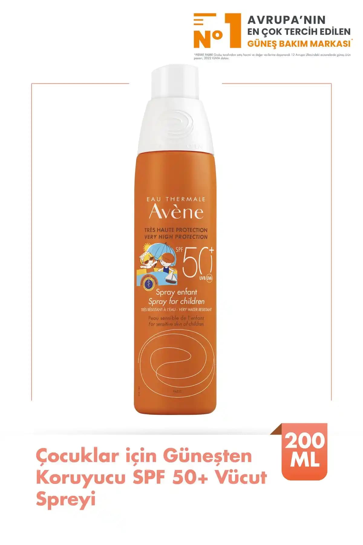 Avene Spray Enfant SPF 50+ Çocuklar İçin Yüksek Koruma Sağlayan Güneş Spreyi