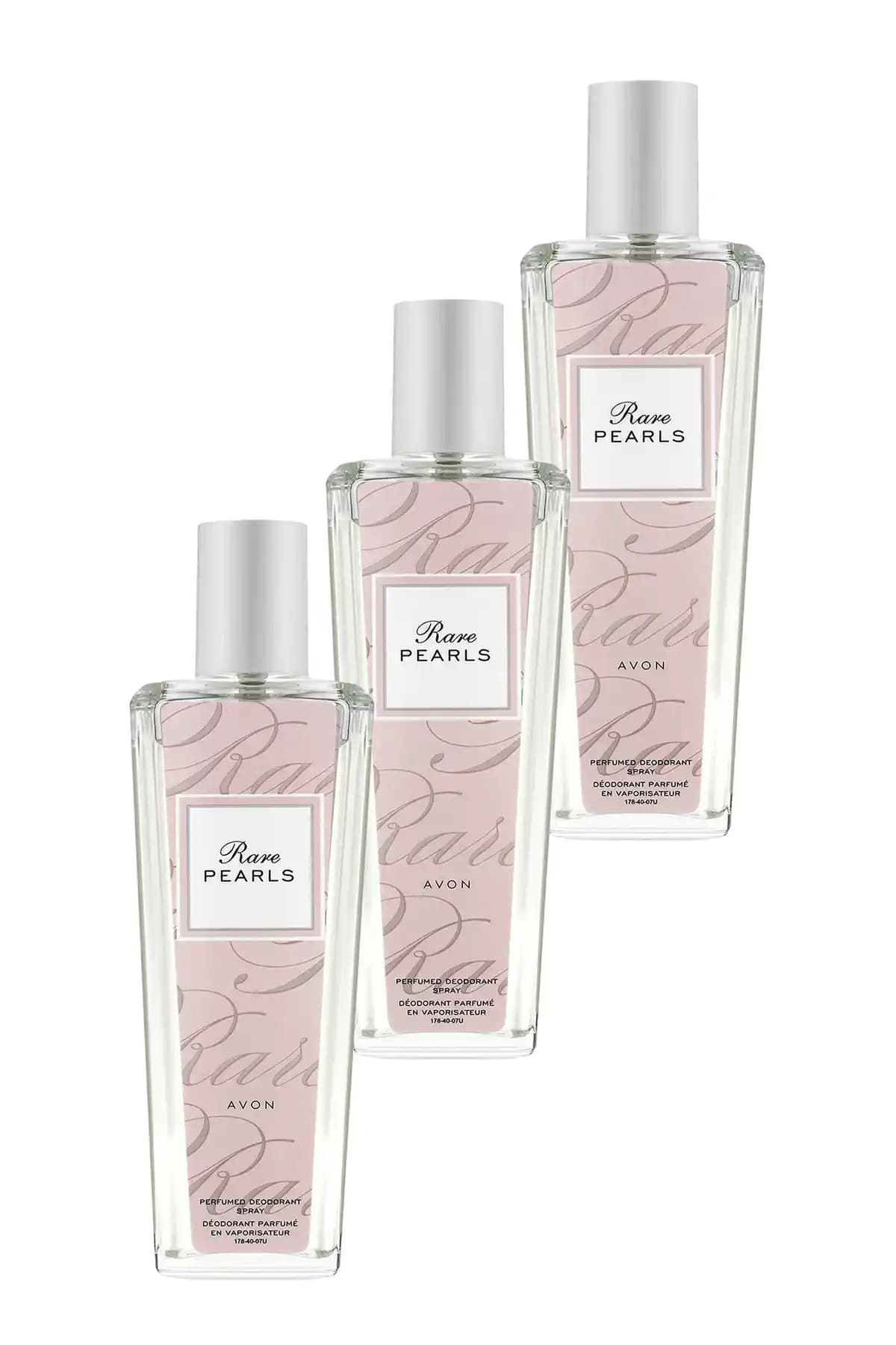 Avon Rare Pearls Parfümlü Deodorant Vücut Spreyi 75 Ml Üçlü Set Pratik ve Ferahlatıcı Koku