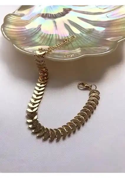 Bers Aksesuar Balık Sırtı Bileklik Gold Kadınlar İçin Zarif ve Dayanıklı Takı Seçeneği