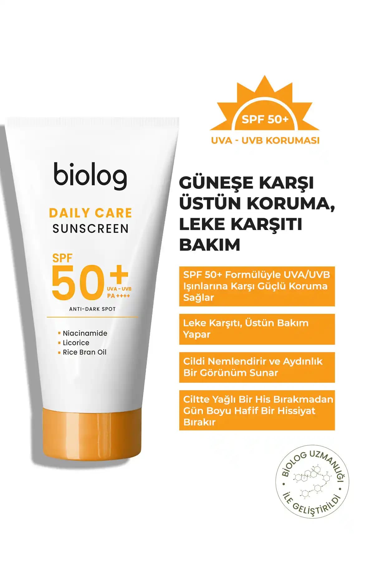 Biolog Leke Karşıtı Güneş Kremi SPF50+ ile Güçlü ve Hafif Koruma Sağlayın