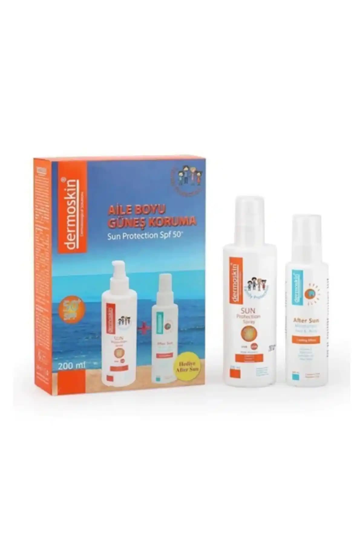 Dermoskin SPF 50 Güneş Koruyucu Sprey Aile Boyu Suya Dayanıklı ve Kolay Uygulama