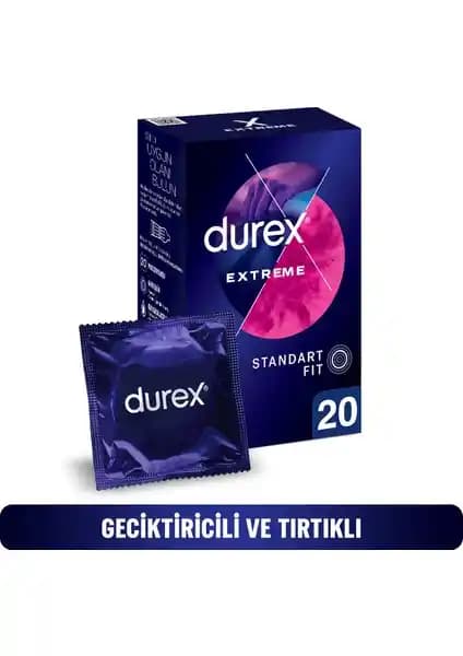 Durex Extreme 20'li Tırtıklı ve Geciktirici Prezervatif Performansı Artırıcı Özelliklerle