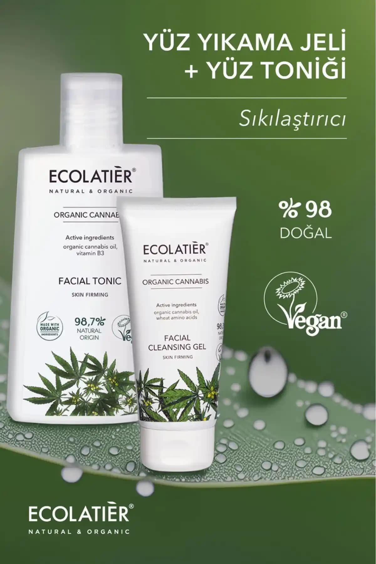 ECOLATIER Yüz Temizleme Seti Doğal İçeriklerle Cilt Bakımı ve Sıkılaştırıcı Etkiler