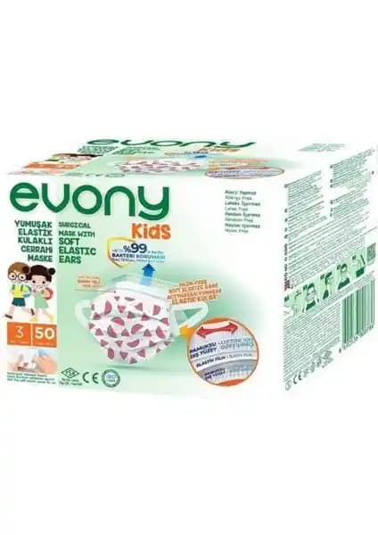 Evony Kids Elastik Kulaklıklı Cerrahi Maske Çocuklar İçin Güvenli ve Konforlu Koruma