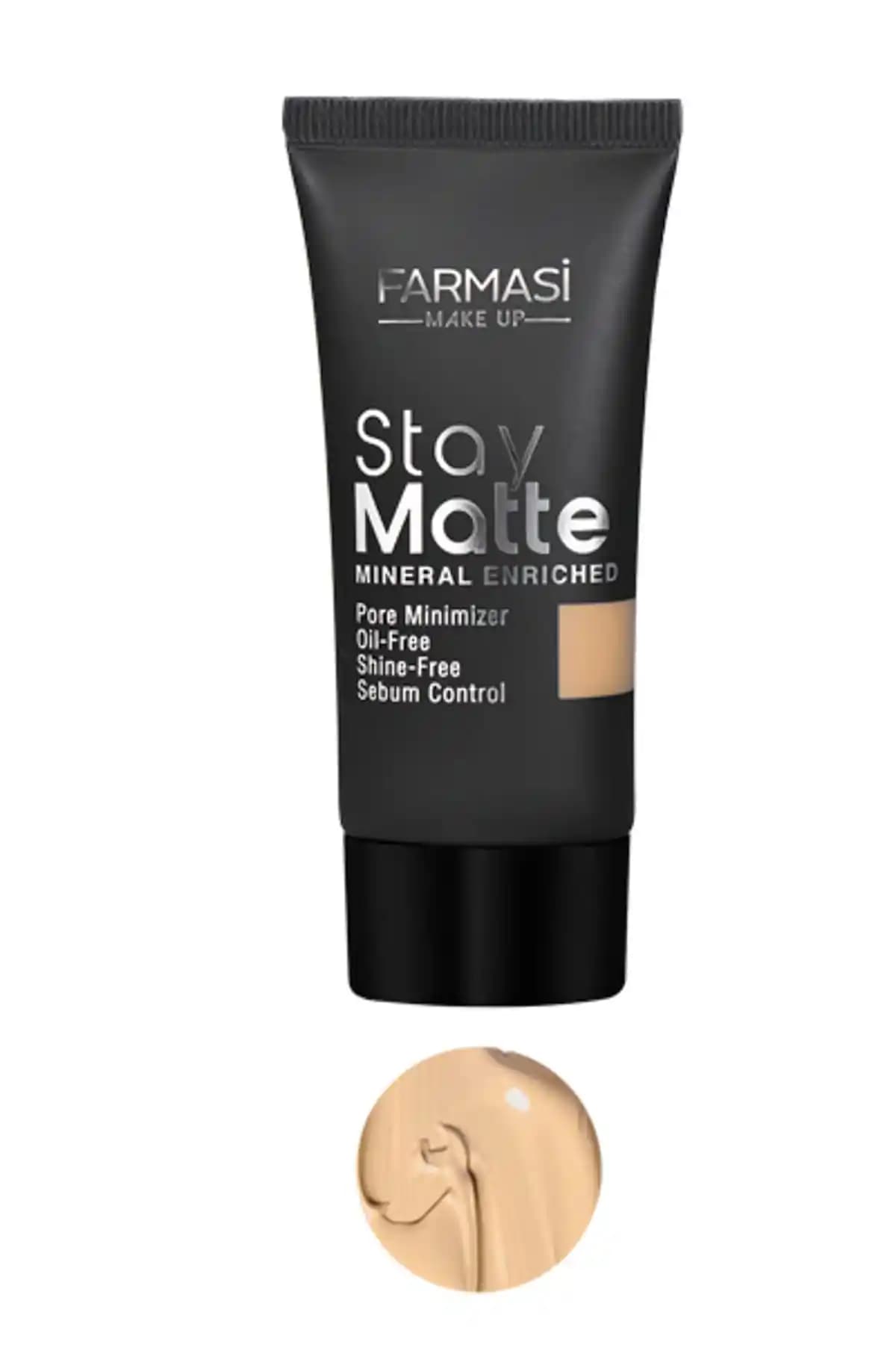 Farmasi Stay Matte Fondöten Sand Beige 04 yüksek kapatıcılık ve mat görünüm sağlayan ürün