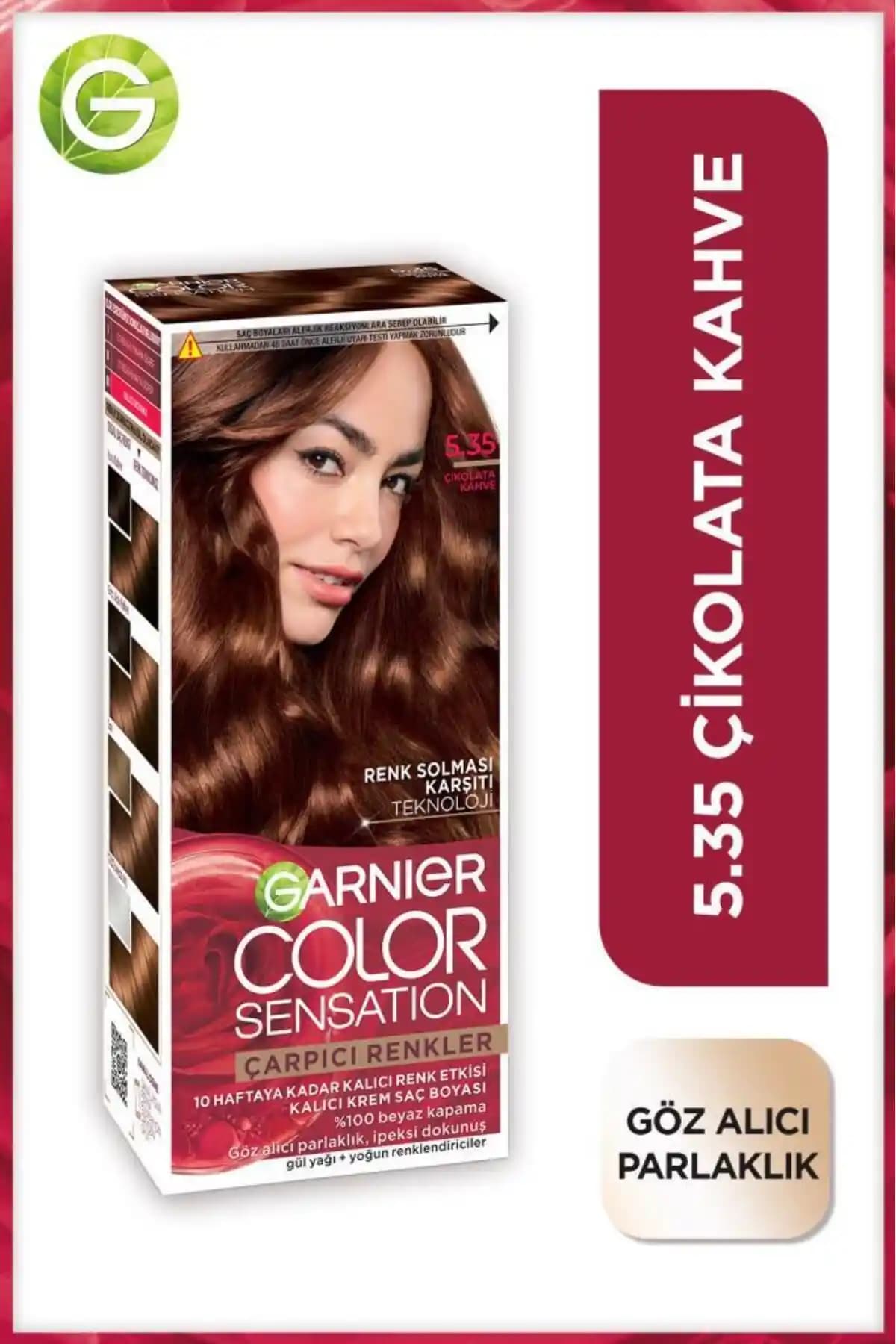 Garnier Çarpıcı Renkler 5.35 Çikolata Kahve Saç Boyası Kalıcılık ve Parlaklık Sağlar