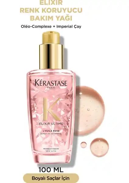 Kerastase Elixir Ultime L'huile Rose Boyalı Saçlar İçin Parlaklık ve Renk Koruma Sağlayan Bakım Yağı