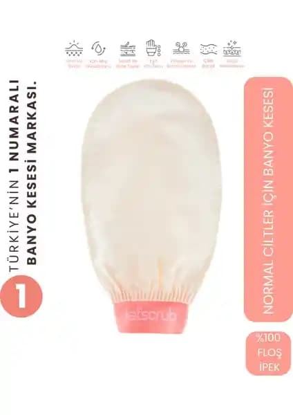 LET'SCRUB Ekru Banyo Kesesi Peeling Eldiveni: Doğal ve Etkili Cilt Temizliği İçin El Yapımı Ürün