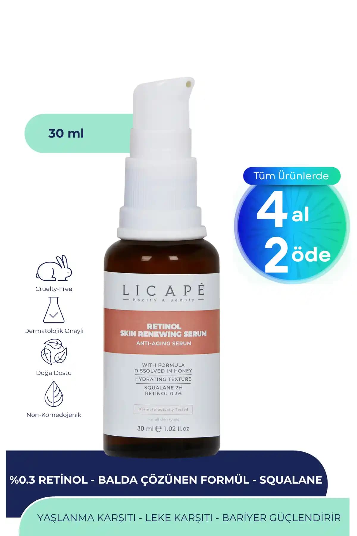 Licape %0.3 Retinol Serumu ile Cilt Yenileme ve Yaşlanma Karşıtı Bakım