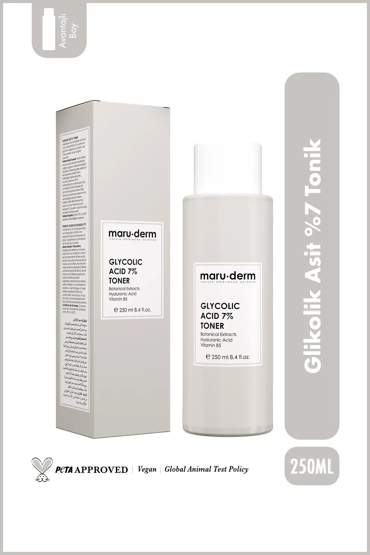 Maru.Derm Glikolik Asit %7 Ay<dı>nlatıcı ve Leke Karşıtı Tonik Cilt Yenileme ve Parlaklık Sağlar