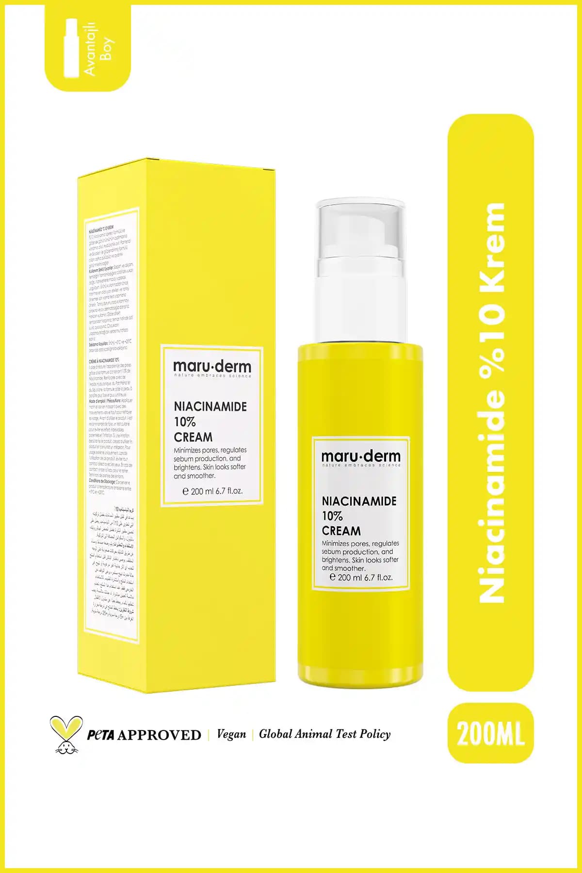 Maru.Derm Niacinamide %10 Leke Karşıtı ve Gözenek Sıkılaştırıcı Krem 200ml