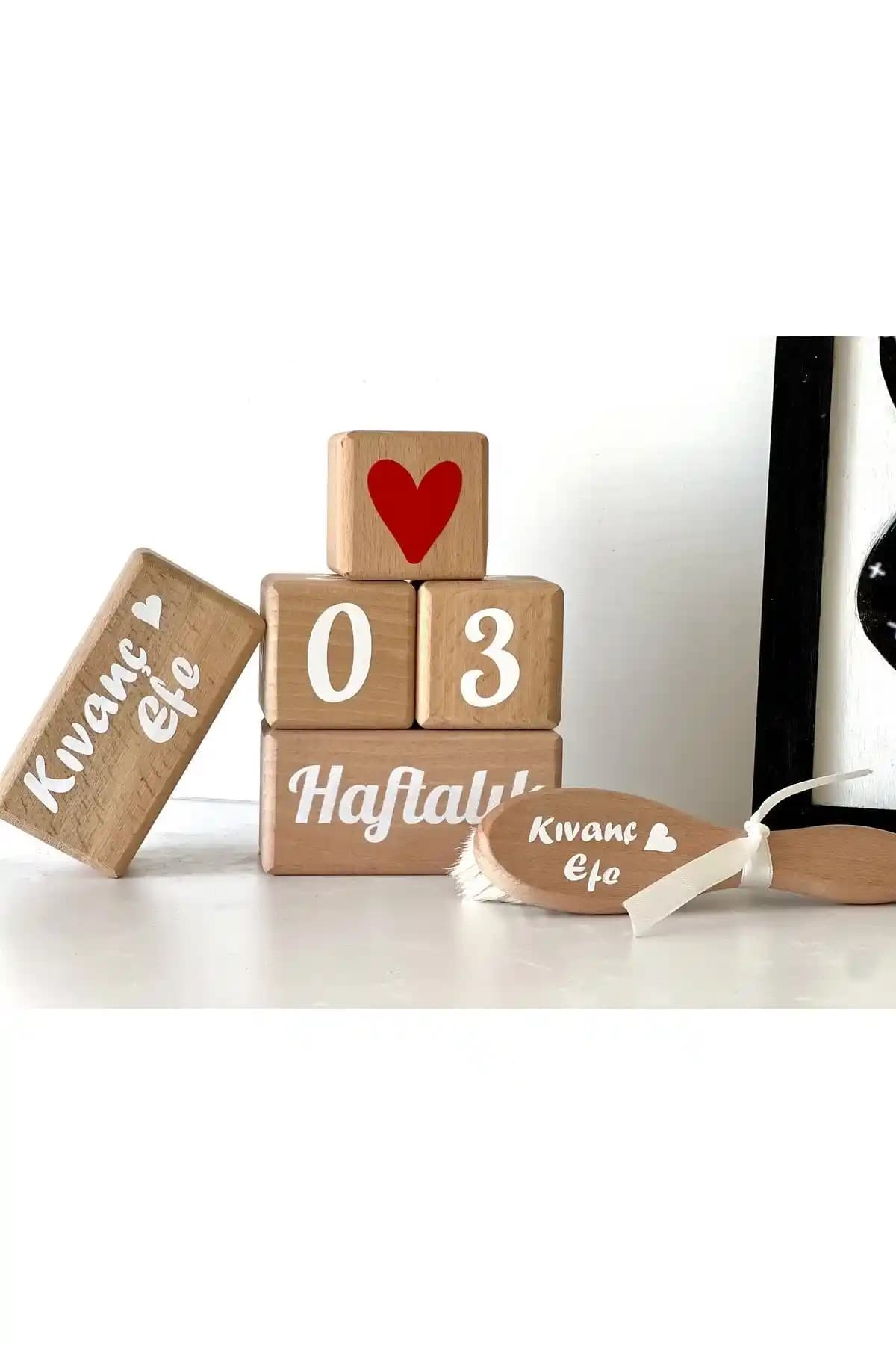 Mogokids Anne ve Bebek Anı Küpü Seti El İşçiliğiyle Kişiselleştirilebilir Dekoratif Hediye