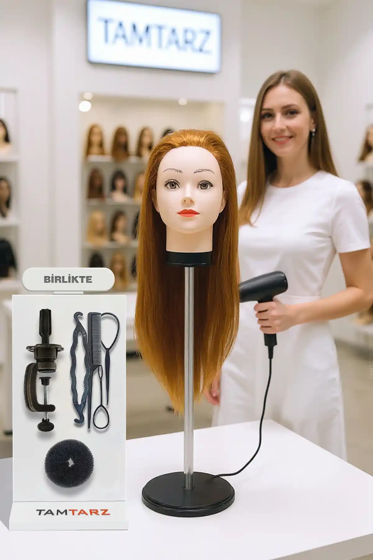 Mürüvvet Peruk Kuaför Eğitim Mankeni Profesyonel Saç Şekillendirme ve Modelleme Seti