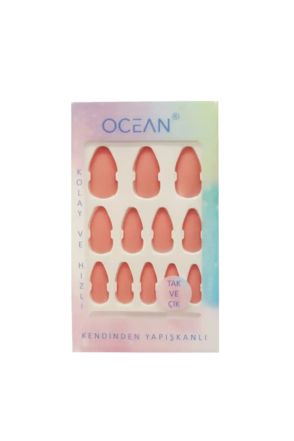 Ocean Takma Tırnak Kendinden Yapışkanlı Pembe Renkli Pratik Kullanım Kolaylığı
