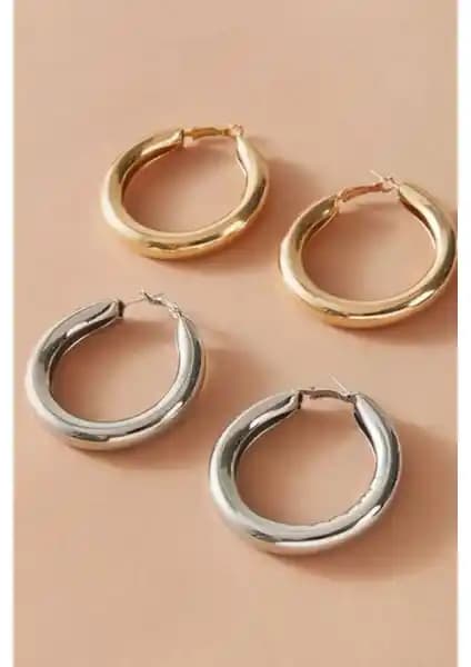 Orta Boy Boru Halka Küpe Seti Kadınlar İçin Şık ve Kullanışlı Takı Seçeneği