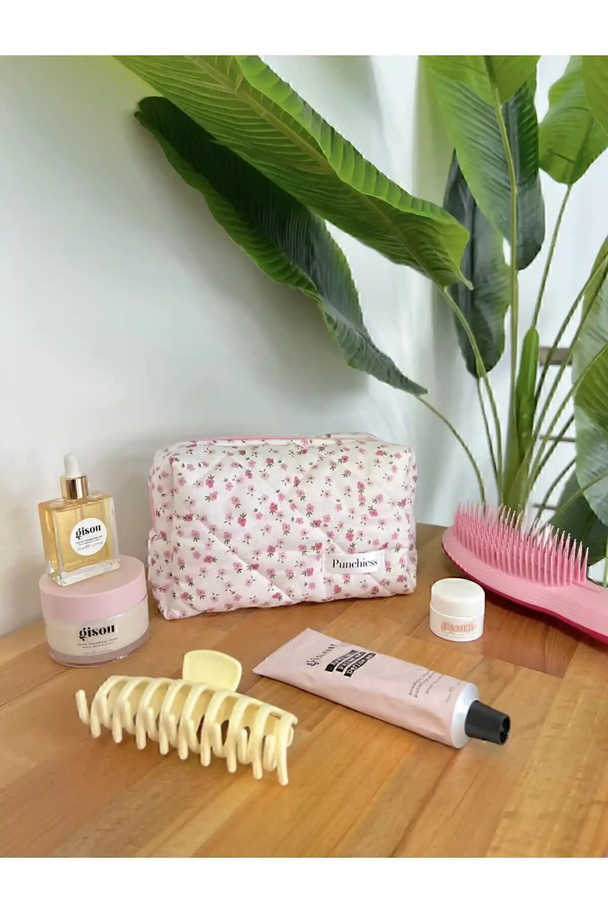 Punchiess Pembe Çıtır Çiçekli Büyük Boy Makyaj Çantası Detaylı İnceleme ve Kullanıcı Yorumları