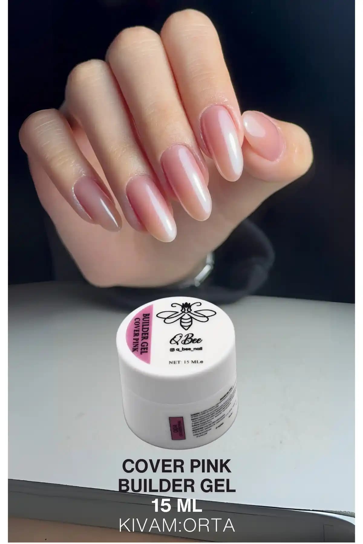 QBEE PROFESSIONAL Protez Tırnak Jeli Builder Gel Cover Pink 15ml Güçlendirme ve Estetik İçin