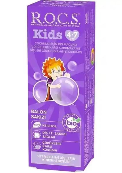 R.O.C.S. Rocs Kids Balon Sakızı Tadında 4-7 Yaş Florürsüz Çocuk Diş Macunu