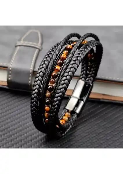Reggente Kaplan Gözü Doğal Taş ve Siyah Deri Bileklik İncelemesi ve Özellikleri
