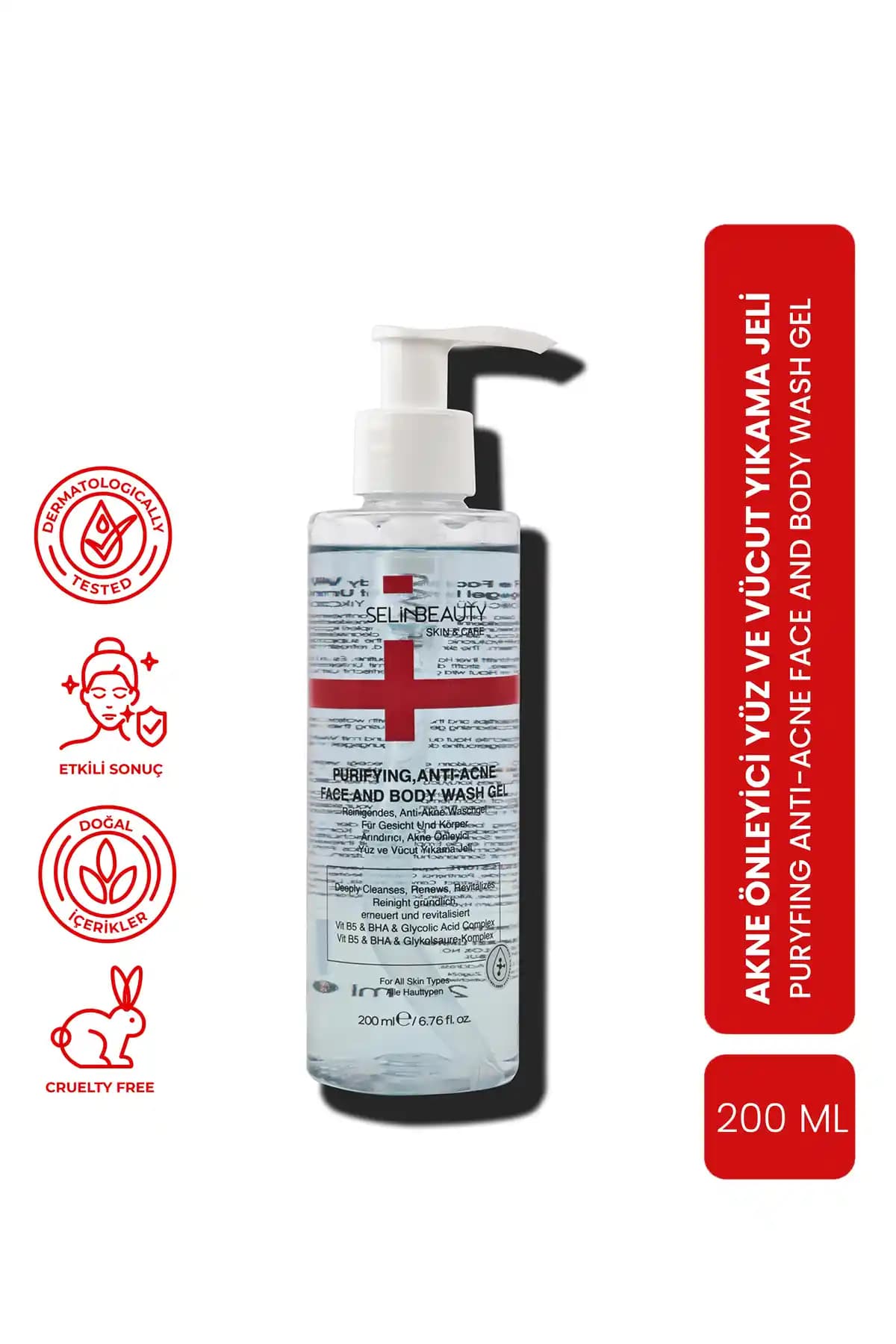 SelinBeauty Skin&Care Akne Önleyici Yüz ve Vücut Yıkama Jeli - Derinlemesine Temizlik ve Cilt Sağlığı