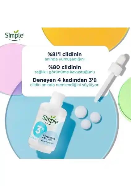 Simple Booster Serum %3 Hyaluronik Asit ve B5 Vitamini ile Derinlemesine Nem ve Cilt Yenileme