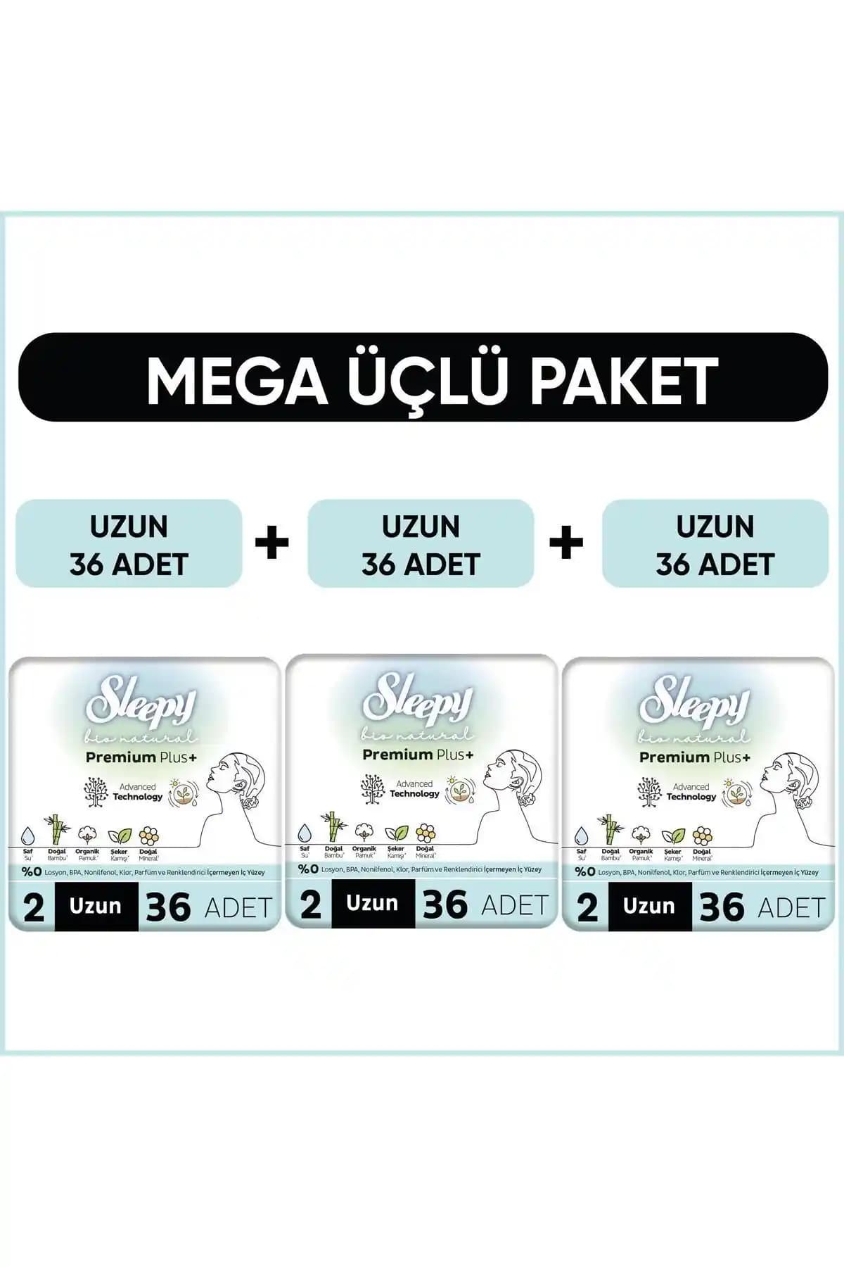 Sleepy Bio Natural Plus Hijyenik Ped Mega Paket Uzun Organik ve Güvenli Kullanım