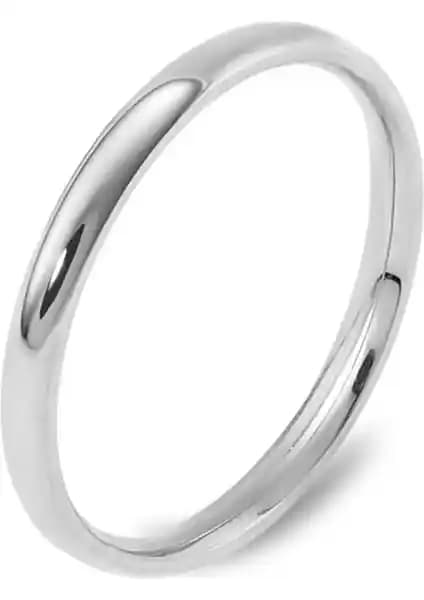 Takı Dükkanı 3mm İnce Bombeli Parlak Çelik Alyans Erkek ve Kadın Unisex Yüzük