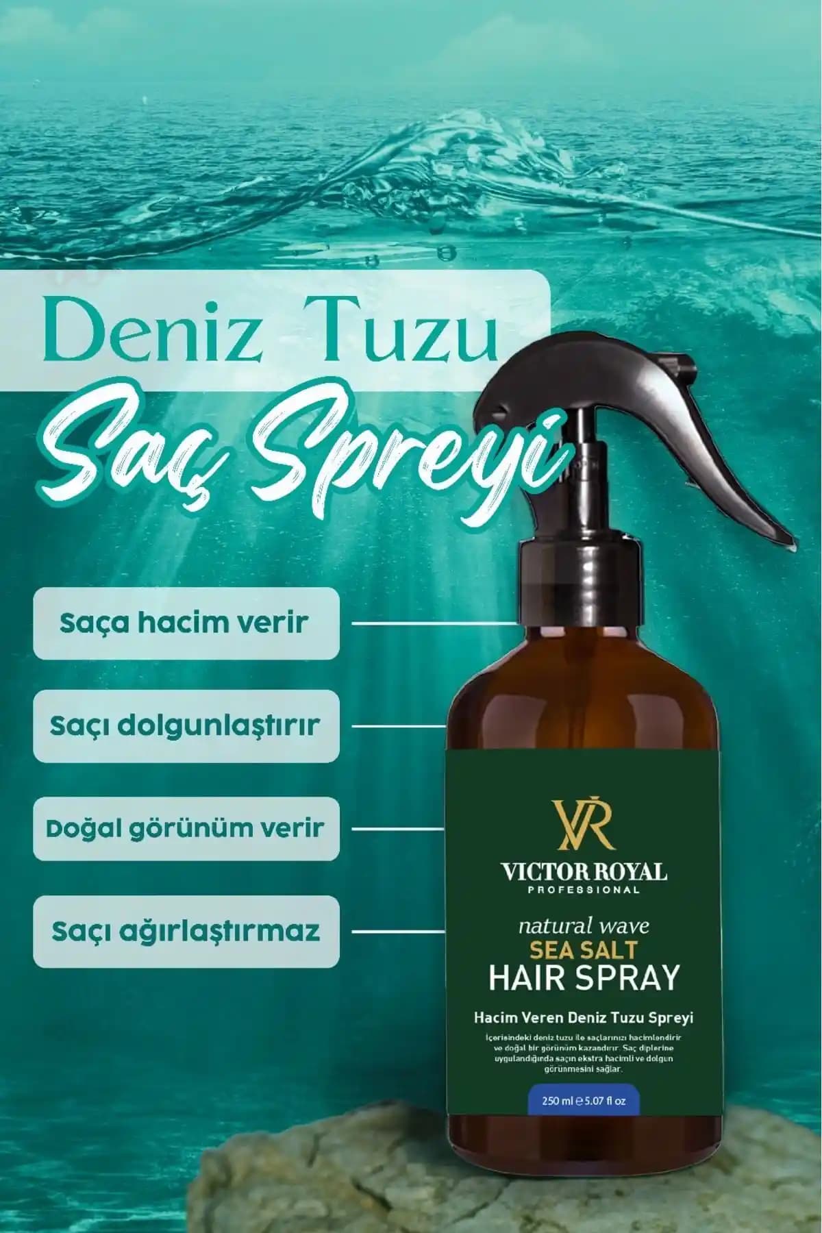 Victor Royal Deniz Tuzu Saç Spreyi ile Doğal Hacim ve Canlılık Sağlayan Çözüm
