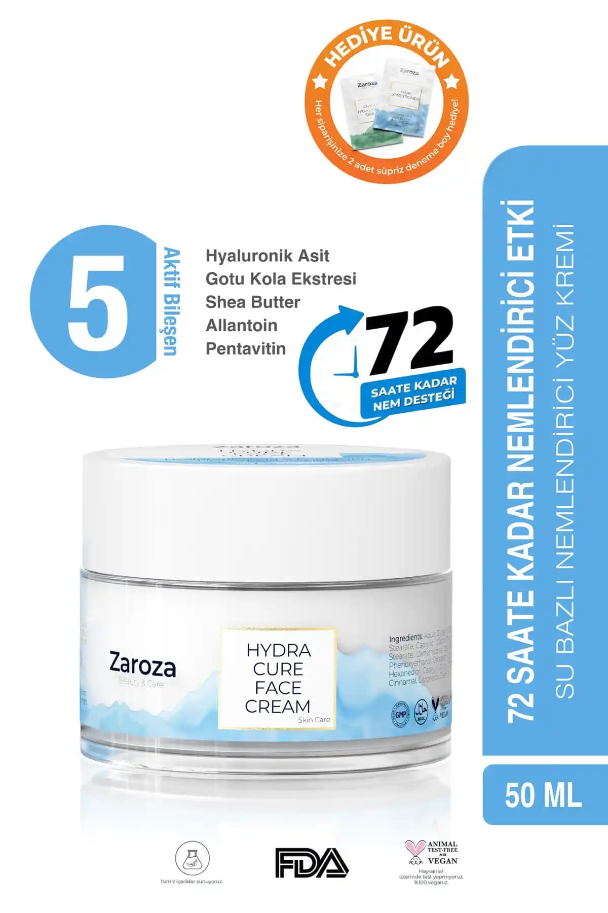 Zaroza Yoğun Nemlendirici Yüz Kremi Kuru ve Hassas Ciltler İçin Uzun Süreli Nem Sağlar