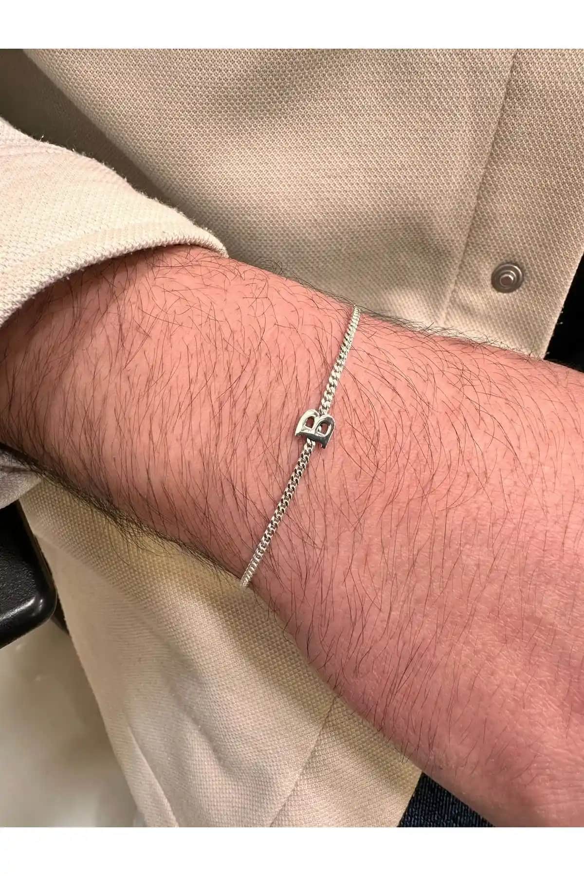 925 Ayar Gümüş Unisex Bileklik Kişisel Harfli Zarif Takı Tasarımı