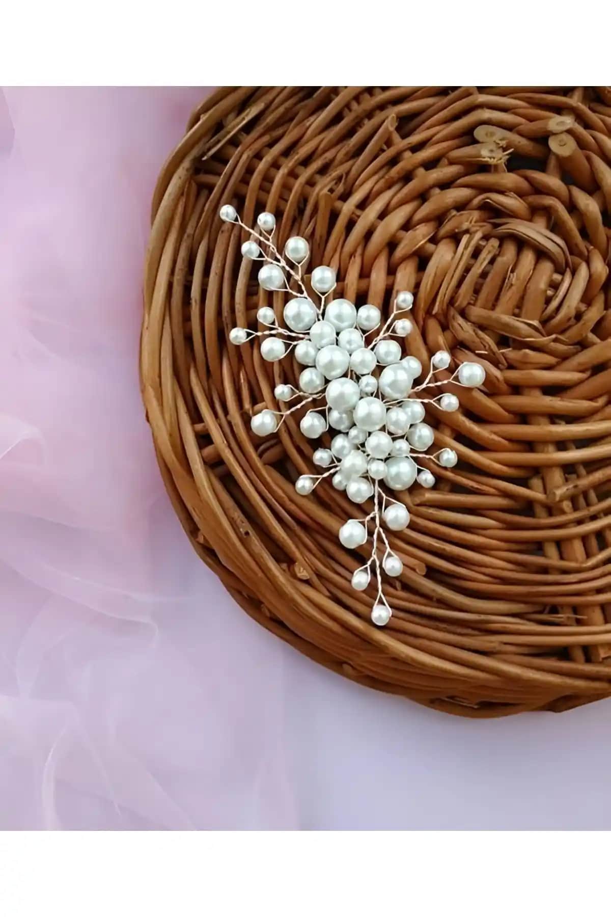 ACAR AKSESUAR Incili Minimal Gelin Saç ve Türban Aksesuarı Şık ve Zarif Tasarım