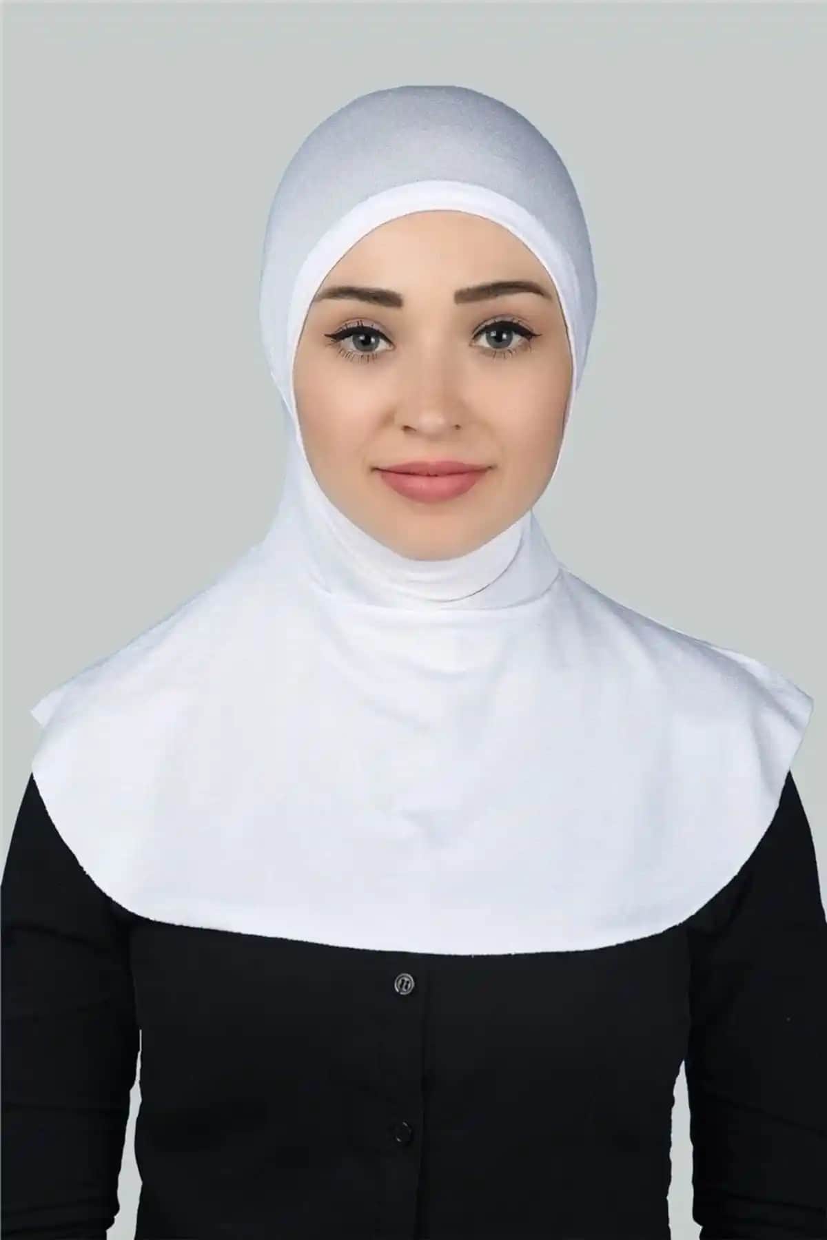 Altobeh Kadın Tesettür Pratik Boyunluklu Hijab Sporcu Bone Beyaz Rahat ve Şık Tasarım