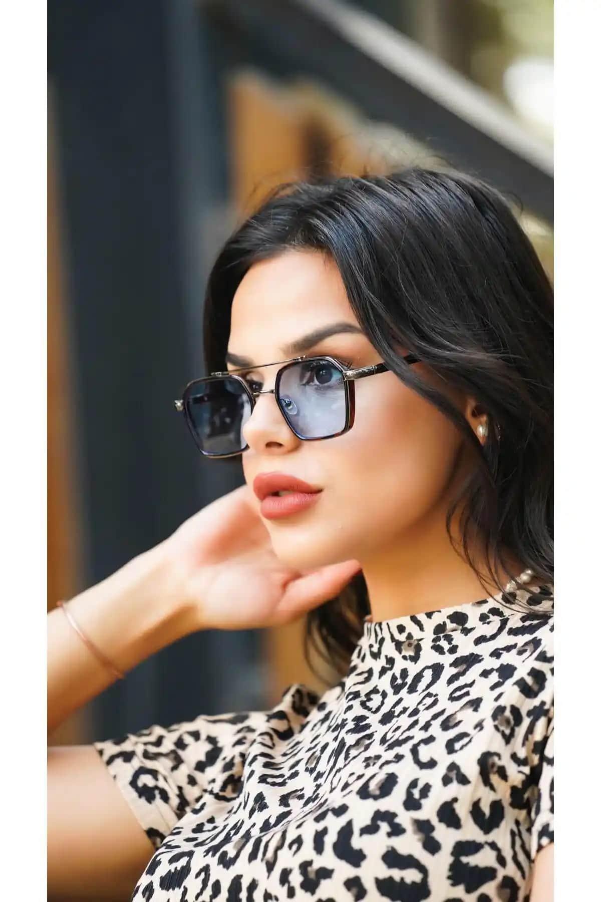 Angel Eyes Dikdörtgen Leopar Çerçeveli Unisex Güneş Gözlüğü Modern ve Koruyucu Tasarım