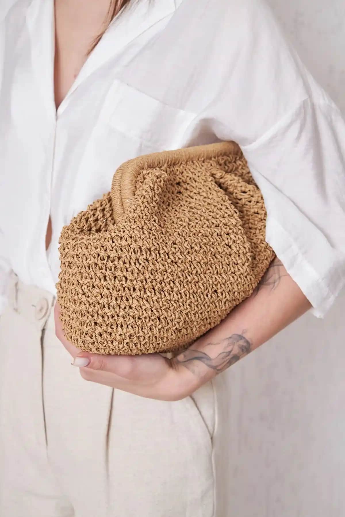 ANJEA Oeil De Grace El Örgü Burslu Şık El Çantası - Günlük ve Davetler İçin Uygun Tasarım