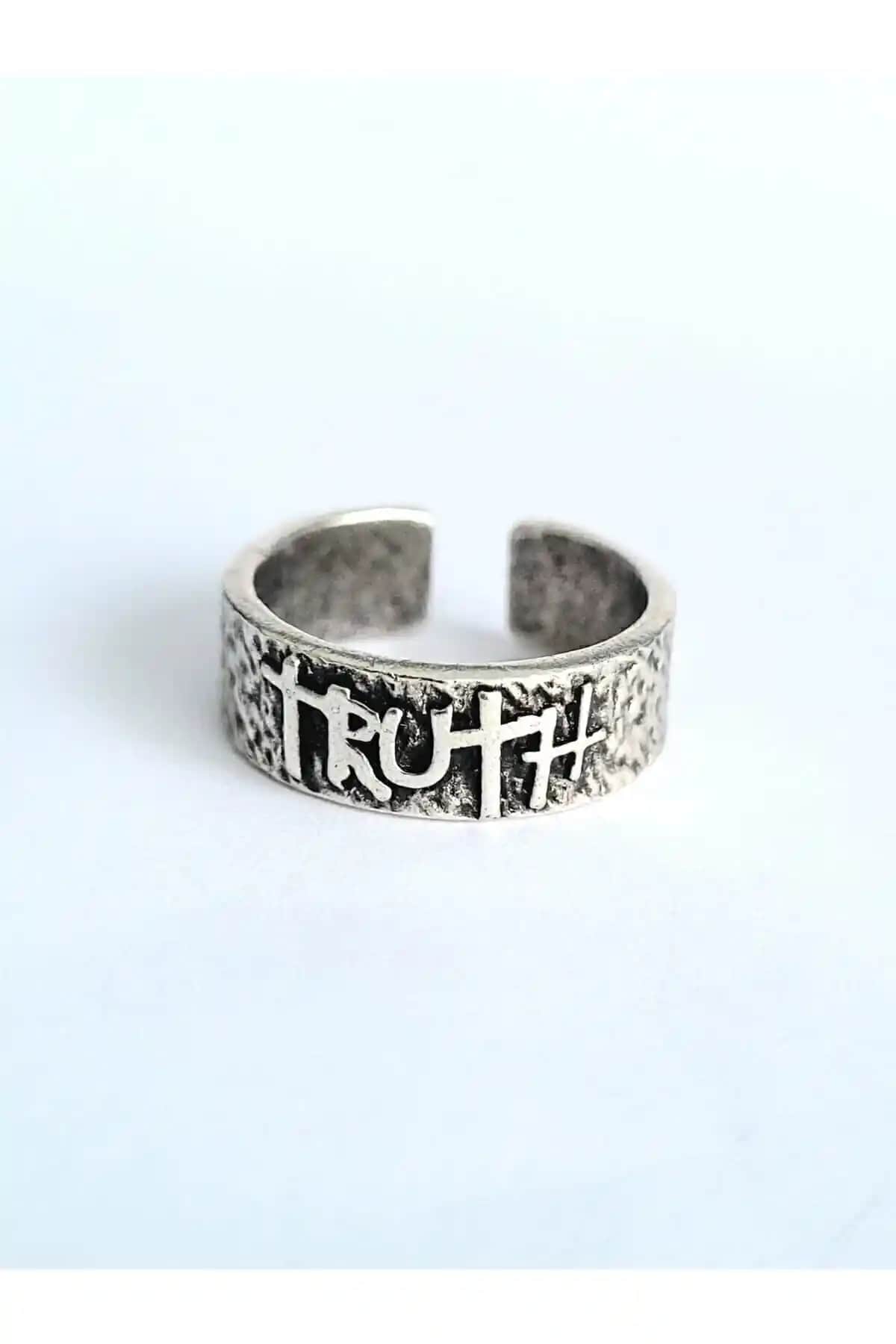 Antique Dolunay Gümüş Kaplama El Yapımı Johnny Depp Yüzüğü - Ayarlanabilir Tasarım