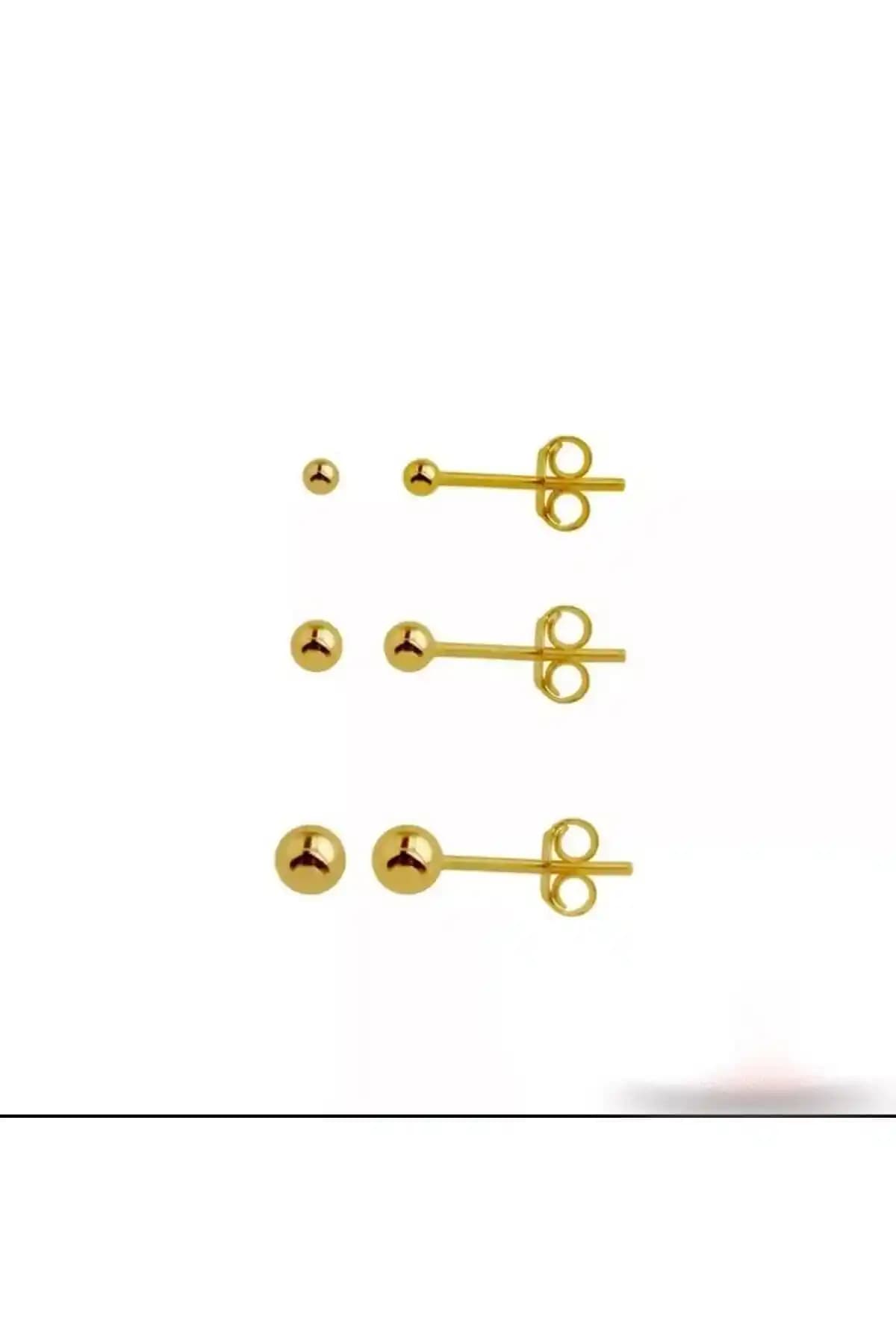 Arescollection Cerrahi Çelik Gold Renk Top Küpe Günlük ve Özel Kullanım İçin Şık ve Dayanıklı Aksesuar