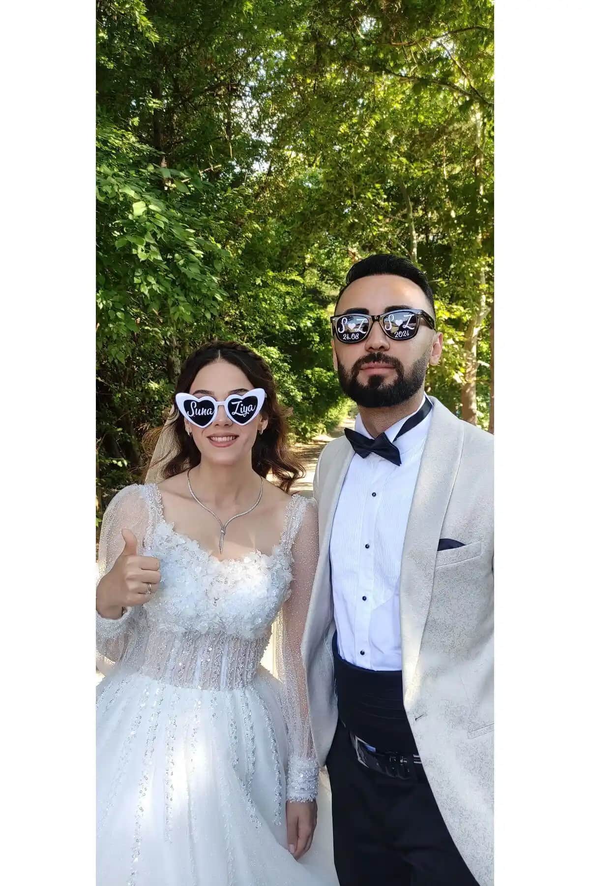 Asyaylaorganizasyon İkili Gelin Damat Gözlüğü Modern ve Kişiselleştirilebilir Tasarım