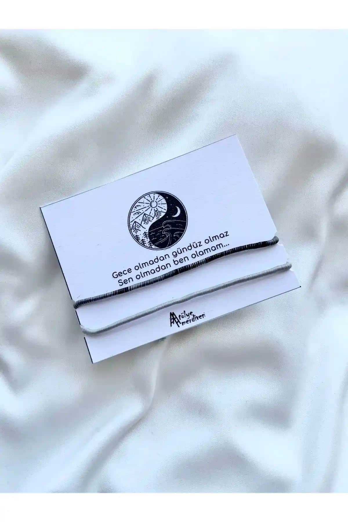 Atölye Merdiven Sensiz Olmaz İp Çift Bileklik Seti Doğal Taş ve Akrilik Malzeme ile Şık Hediye