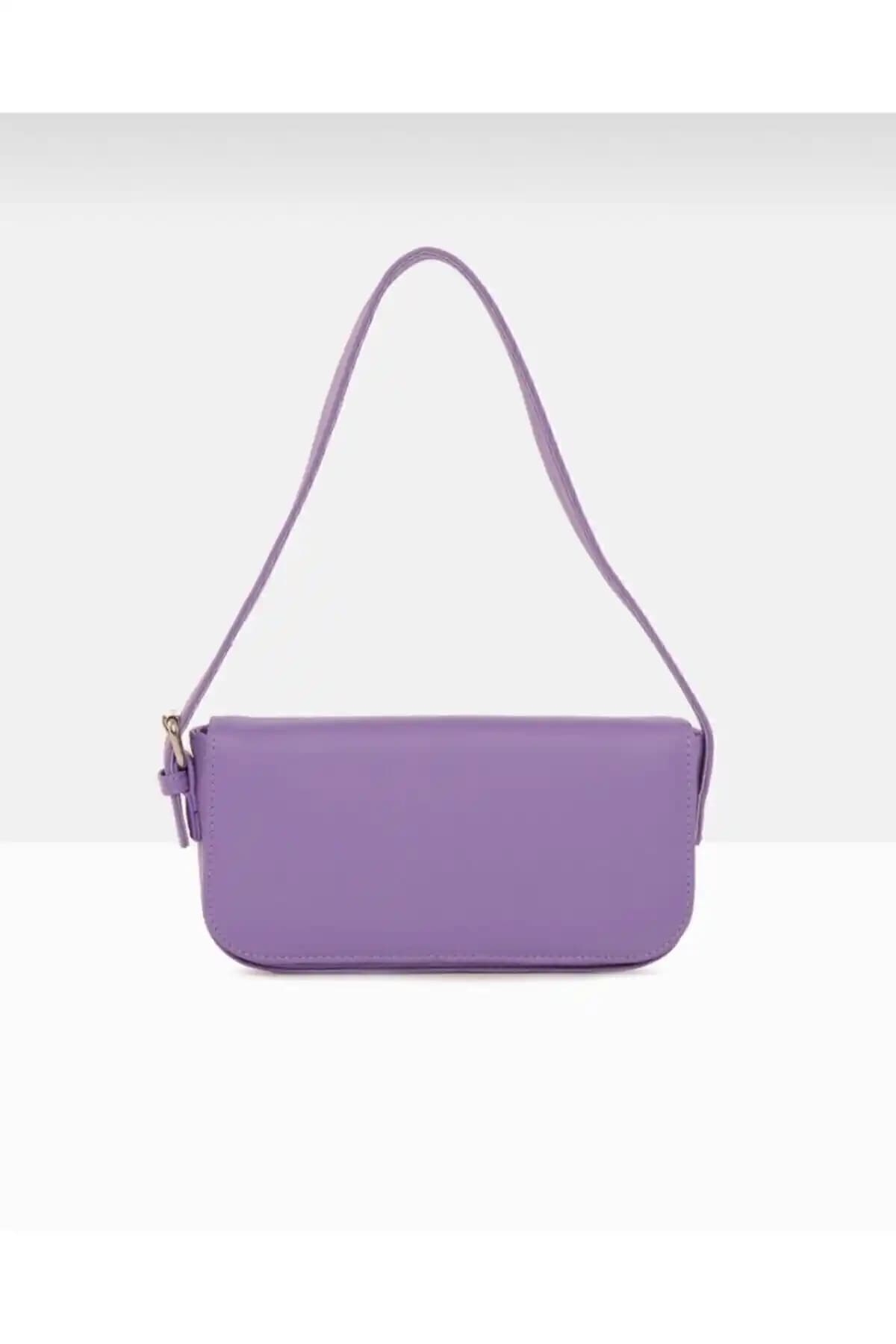 Bag&more Kadın Lila Kapaklı Baget Çanta Modern ve Şık Günlük Kullanım Aksesuarı