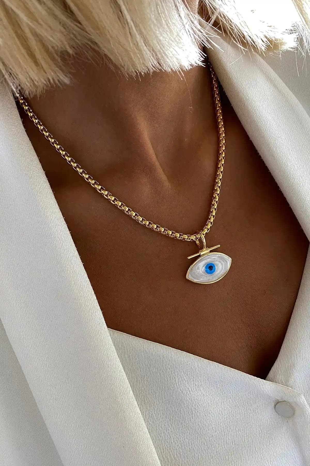 Bonnjerra Kadın Tasarım El Yapımı Square Box Zincir Göz Kolye