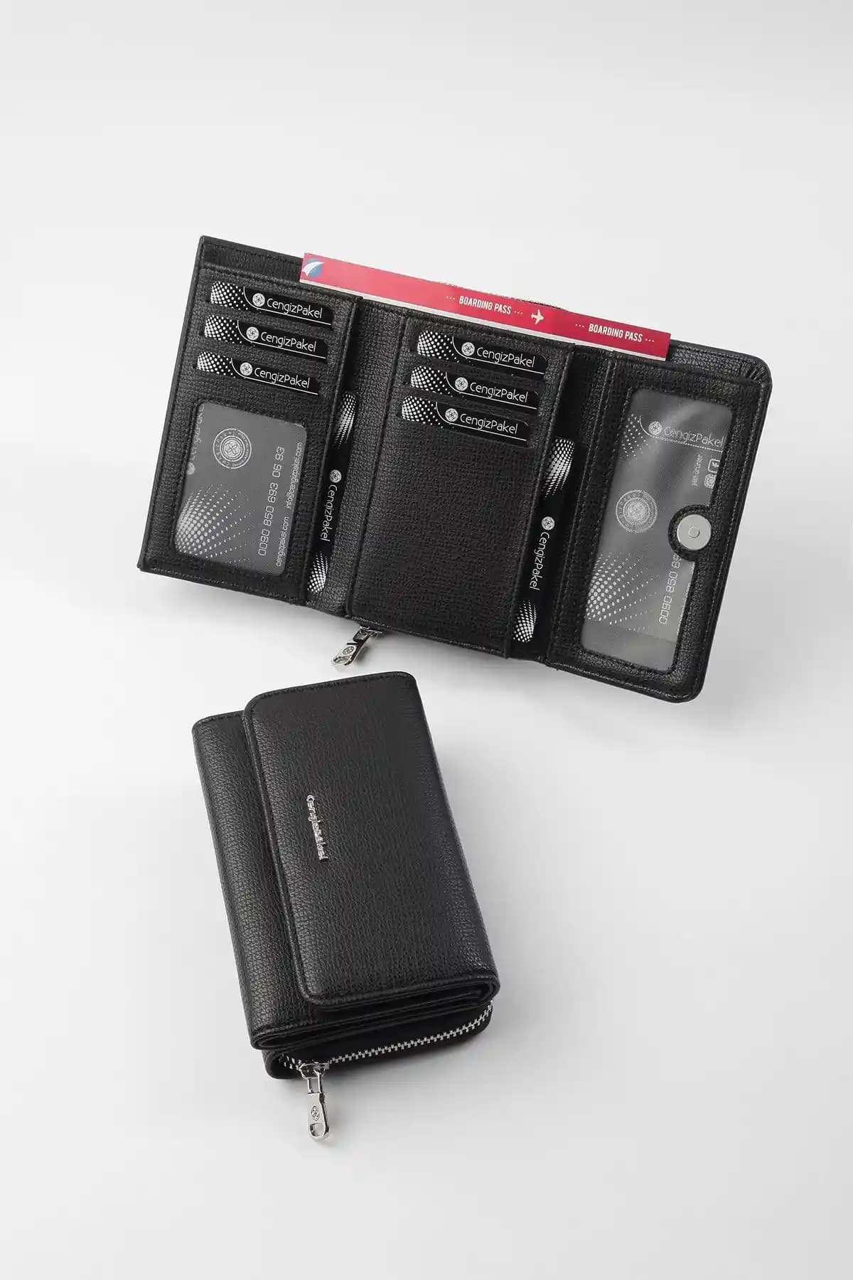 Cengiz Pakel Siyah Kadın Cüzdanı: Şık ve Fonksiyonel Günlük Kullanım İçin Uygun