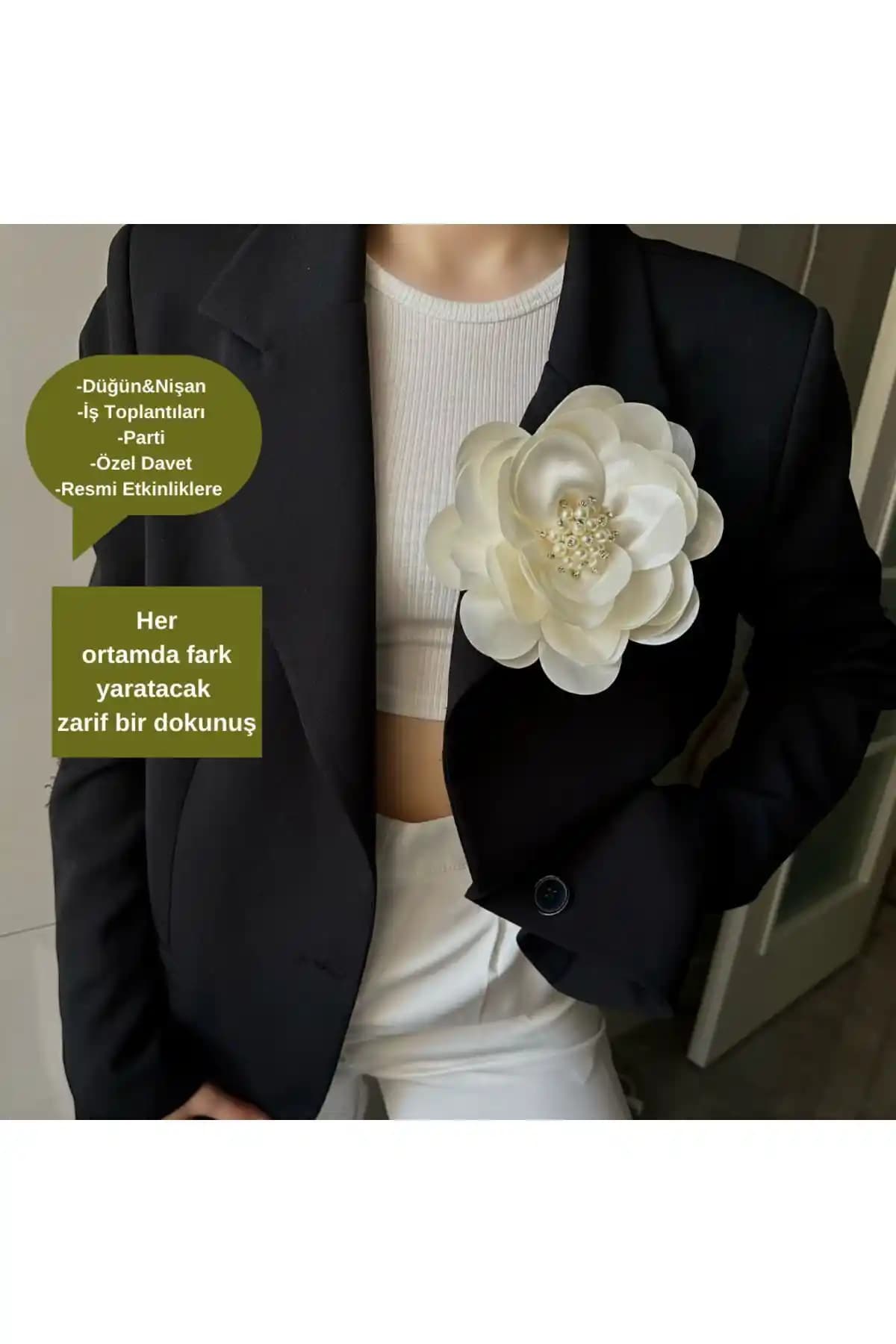 Chance GİFT Beyaz Yaka Çiçeği Zarif ve Çok Yönlü Aksesuar İle Şıklığınızı Tamamlayın